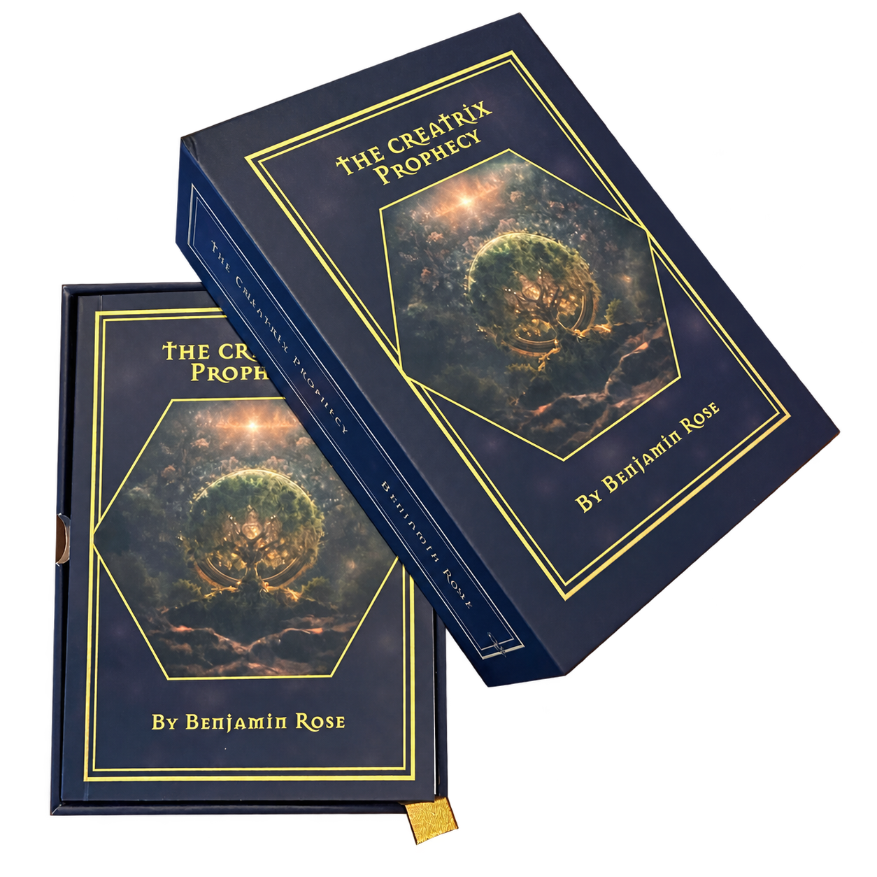 The Creatrix Prophecy boxed set with hexagonal cards and companion book
